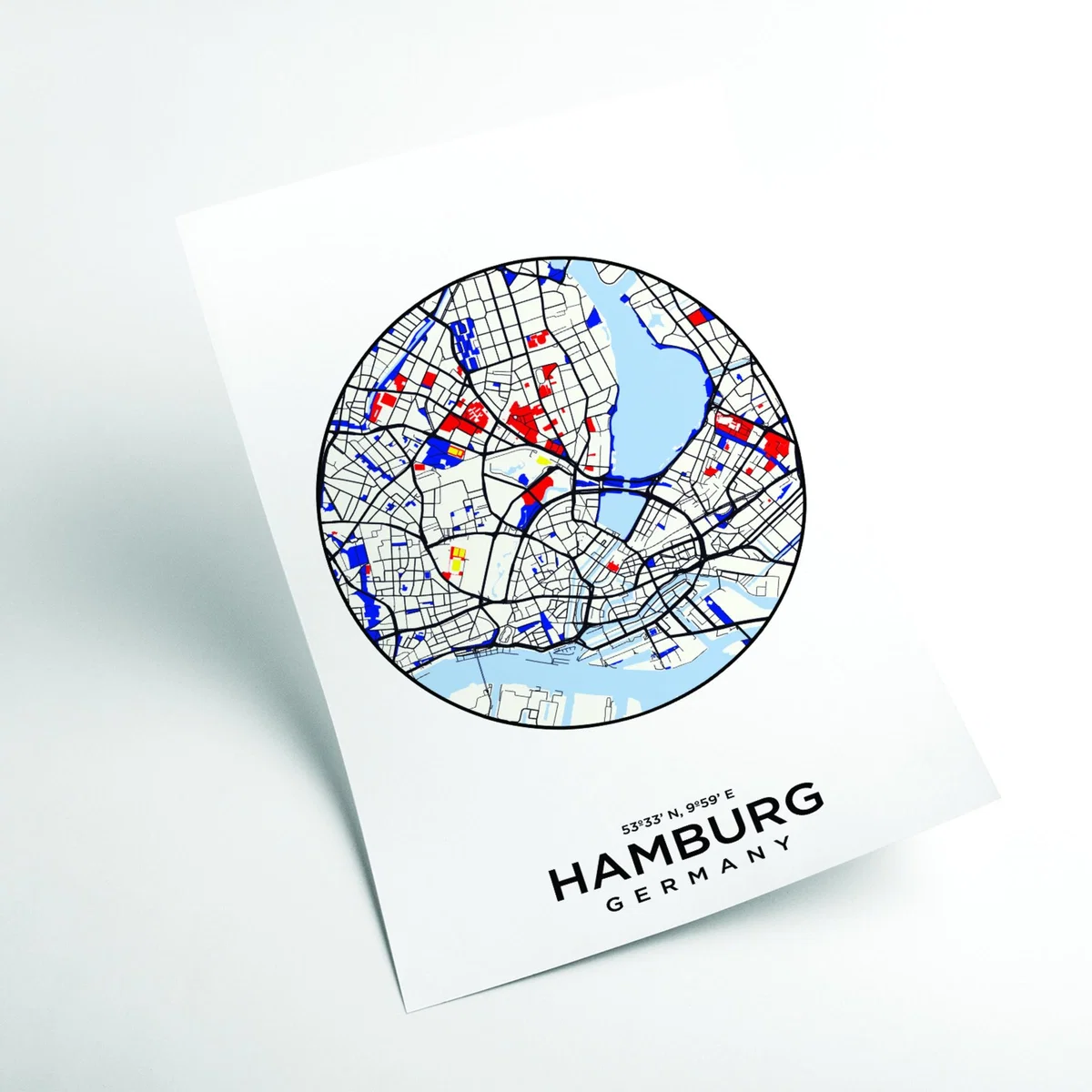 Blue Map Of Hamburg Germany A1 594 X 841Mm Stanley Print House – image 2