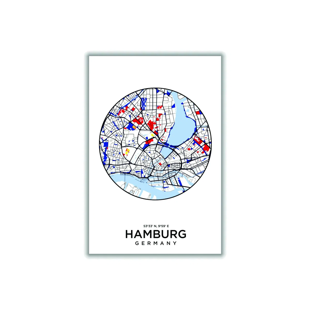 Blue Map Of Hamburg Germany A1 594 X 841Mm Stanley Print House – image 1