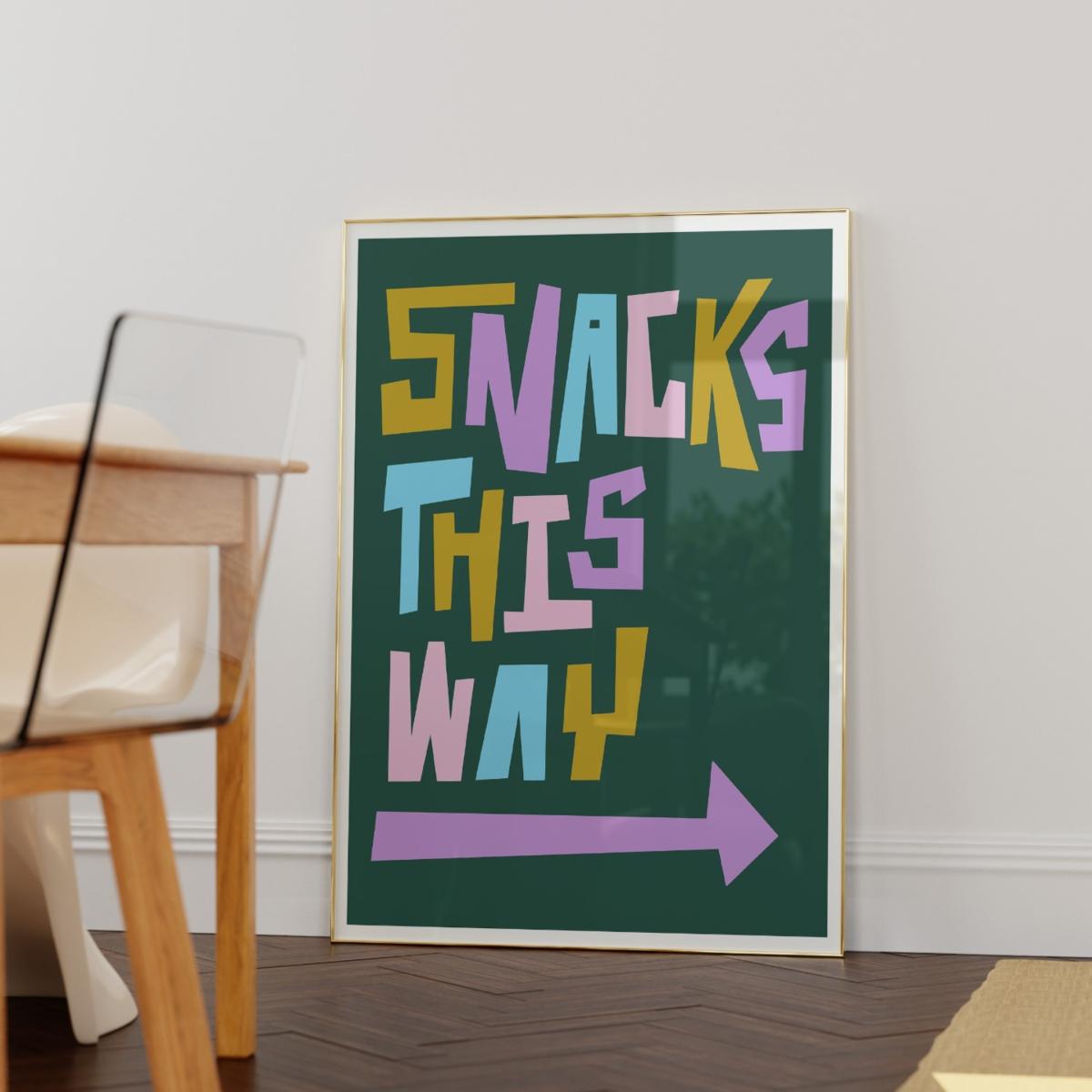 Green Snacks This Way Art Print - A2 Natalie Cass Art – image 3