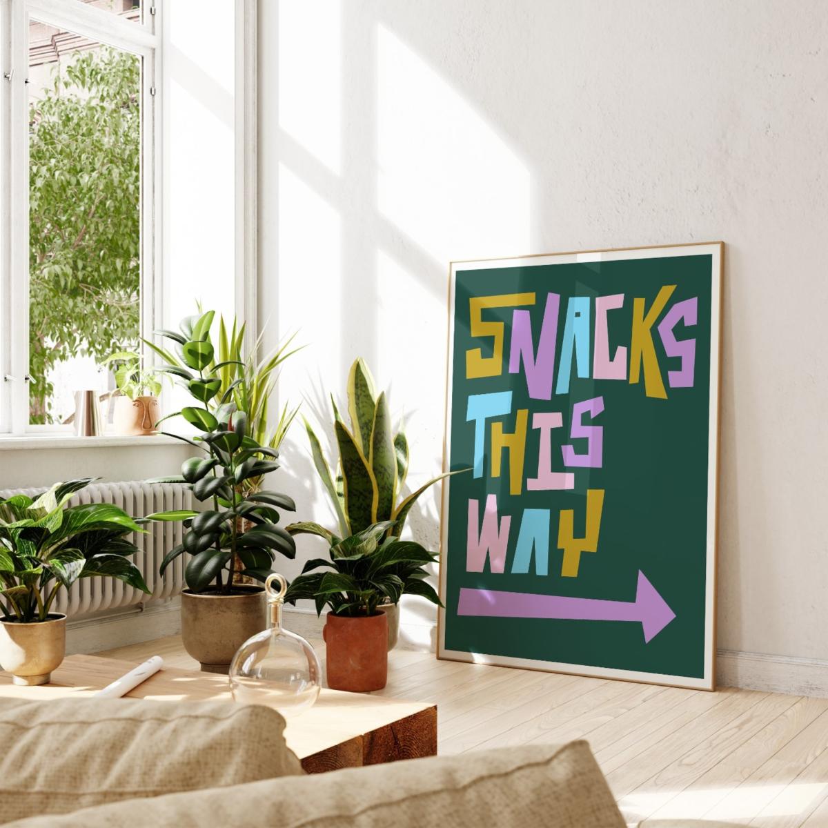 Green Snacks This Way Art Print - A2 Natalie Cass Art – image 4