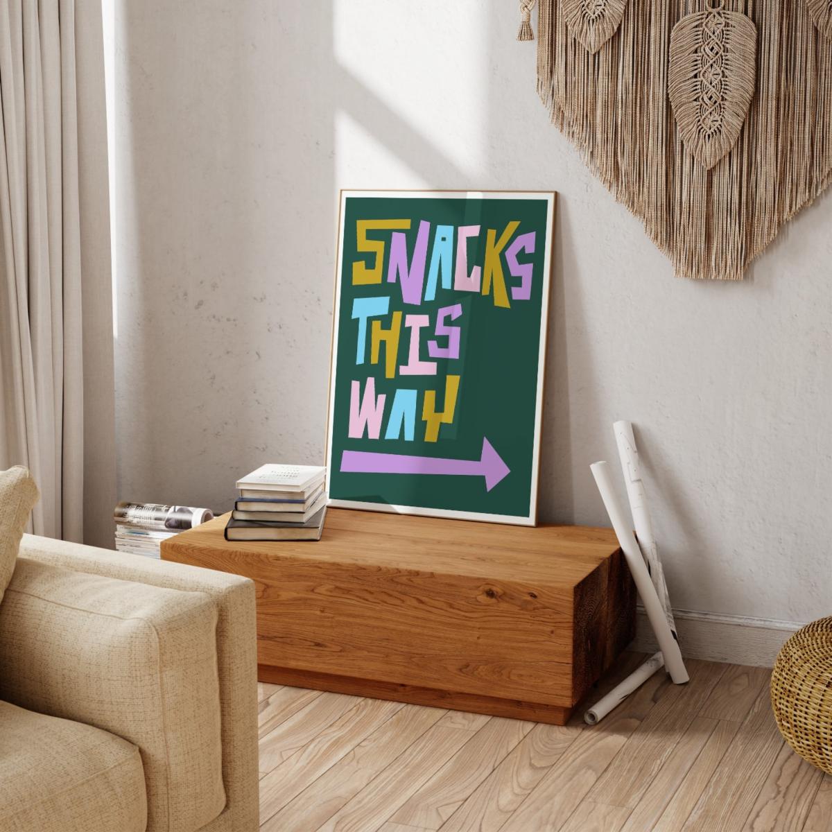 Green Snacks This Way Art Print - A2 Natalie Cass Art – image 5