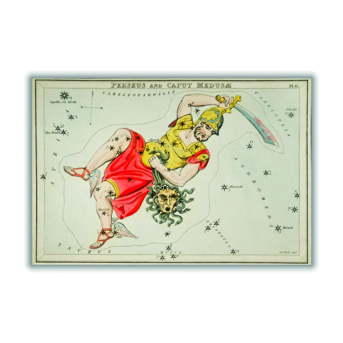 Astronomical Chart Illustration Of The Perseus And The Caput Medusae A4 210 X 297Mm Stanley Print House – image 1