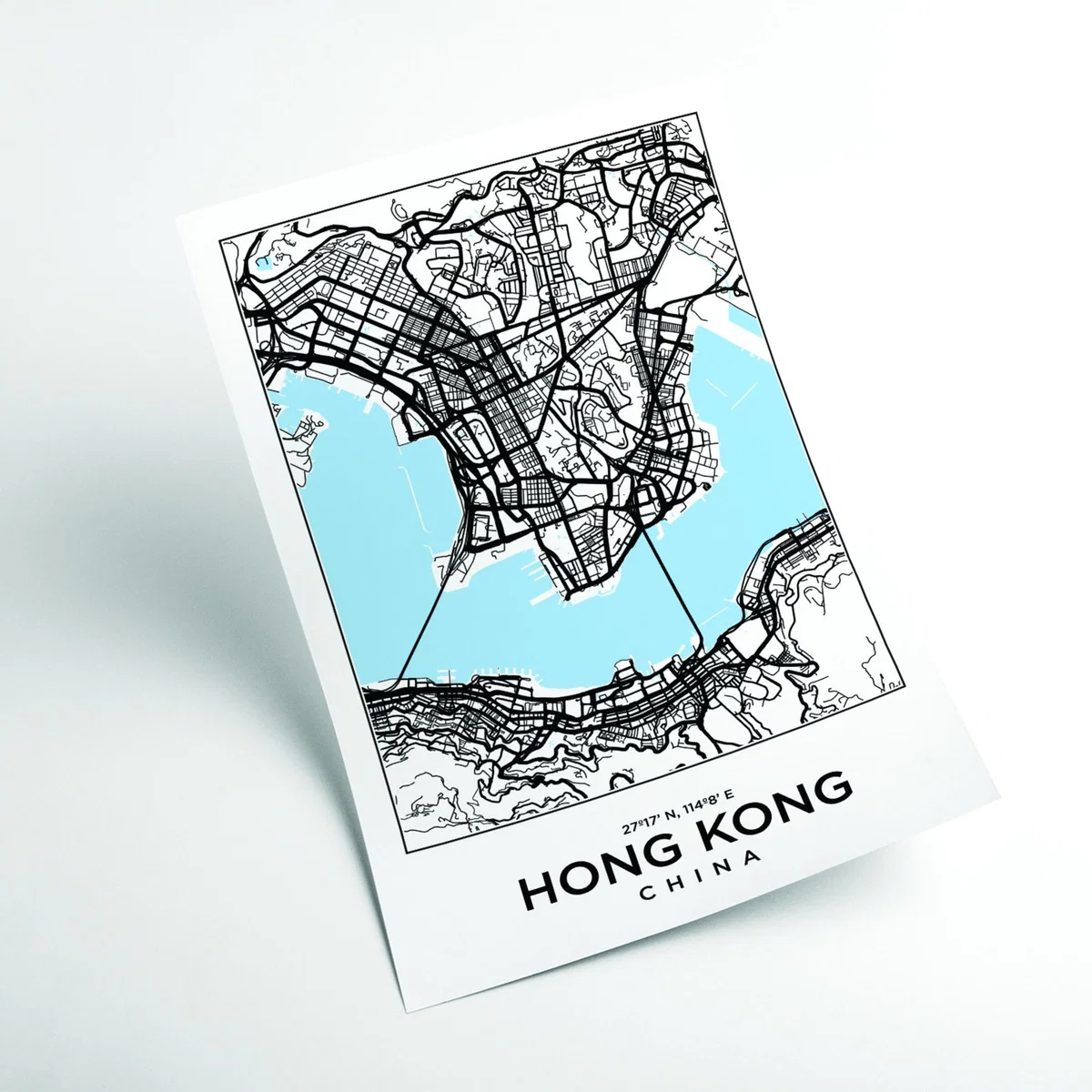Blue Map Of Hong Kong China A2 420 X 594Mm Stanley Print House – image 2
