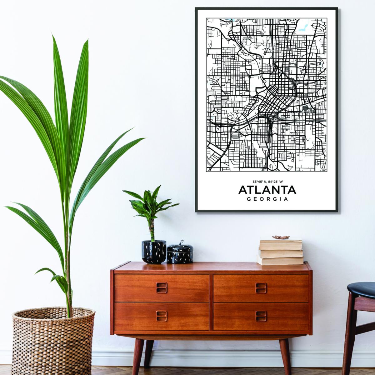 Black Map Of Atlanta Georgia A1 594 X 841Mm Stanley Print House – image 3