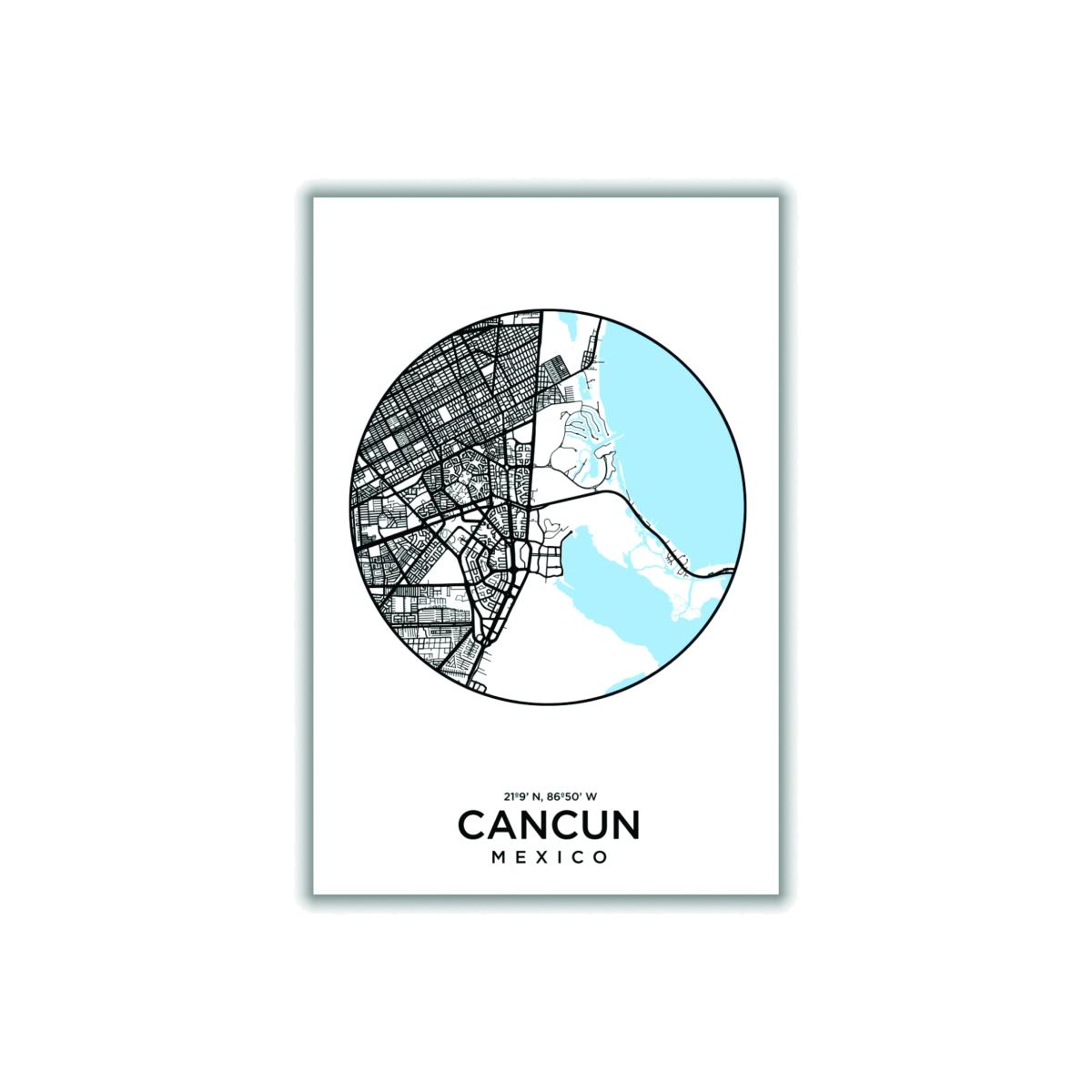Blue Map Of Cancun Extra Large Stanley Print House – image 1