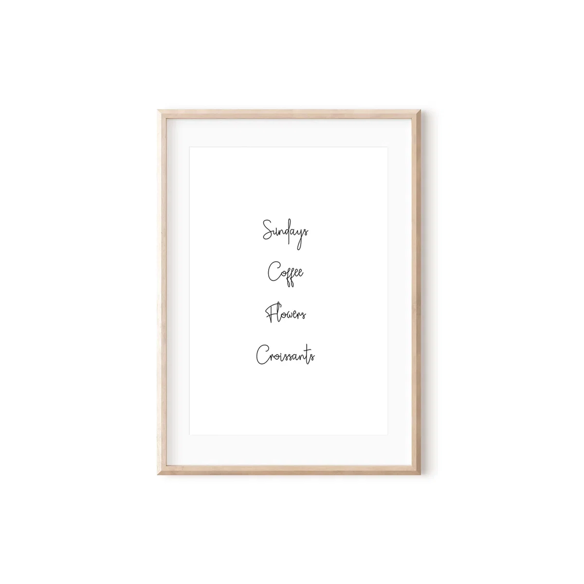 Black / White Sunday, Coffee, Flowers, Croissants Handwritten Print A2 420 X 594Mm Emily M Art & Design – image 2