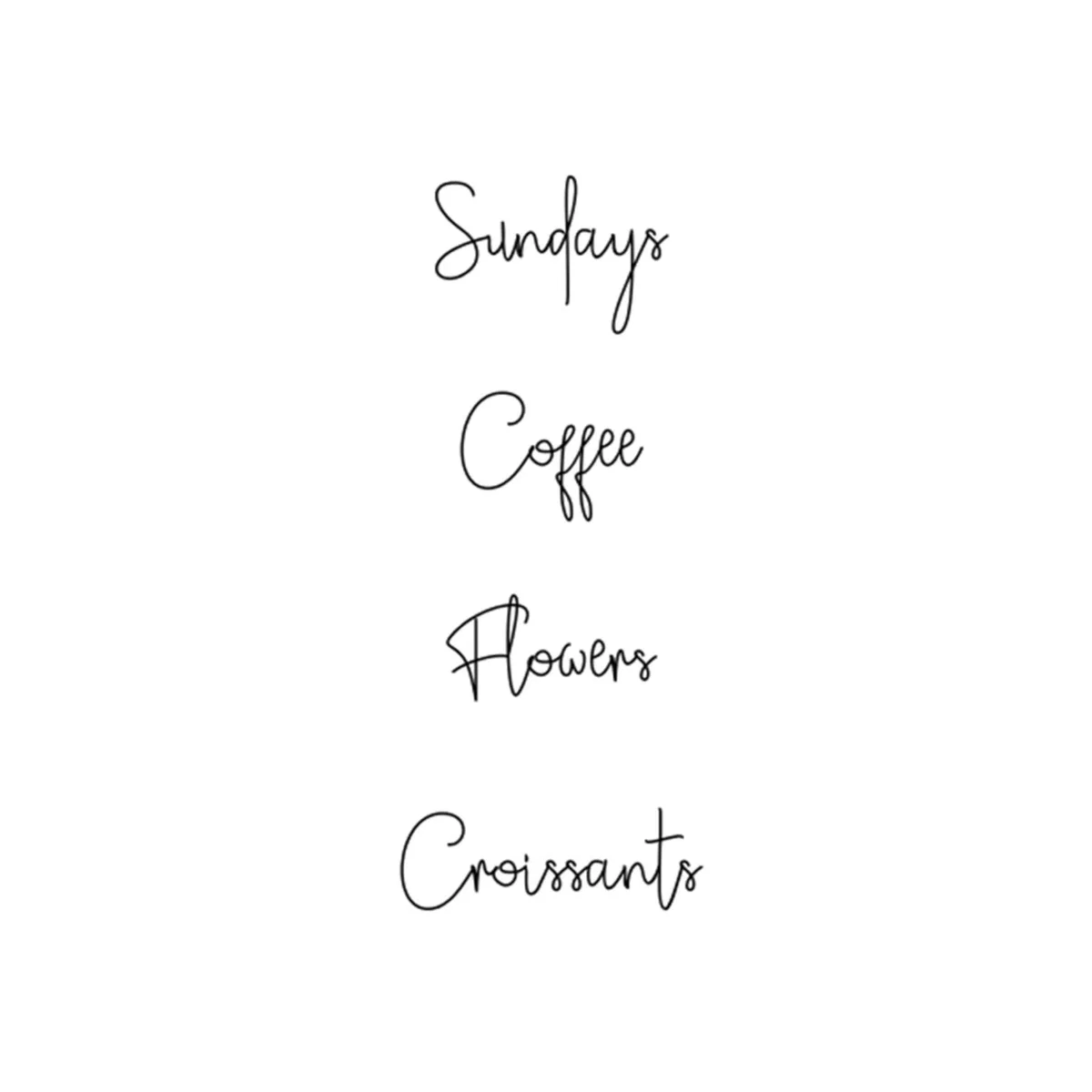 Black / White Sunday, Coffee, Flowers, Croissants Handwritten Print A2 420 X 594Mm Emily M Art & Design – image 1