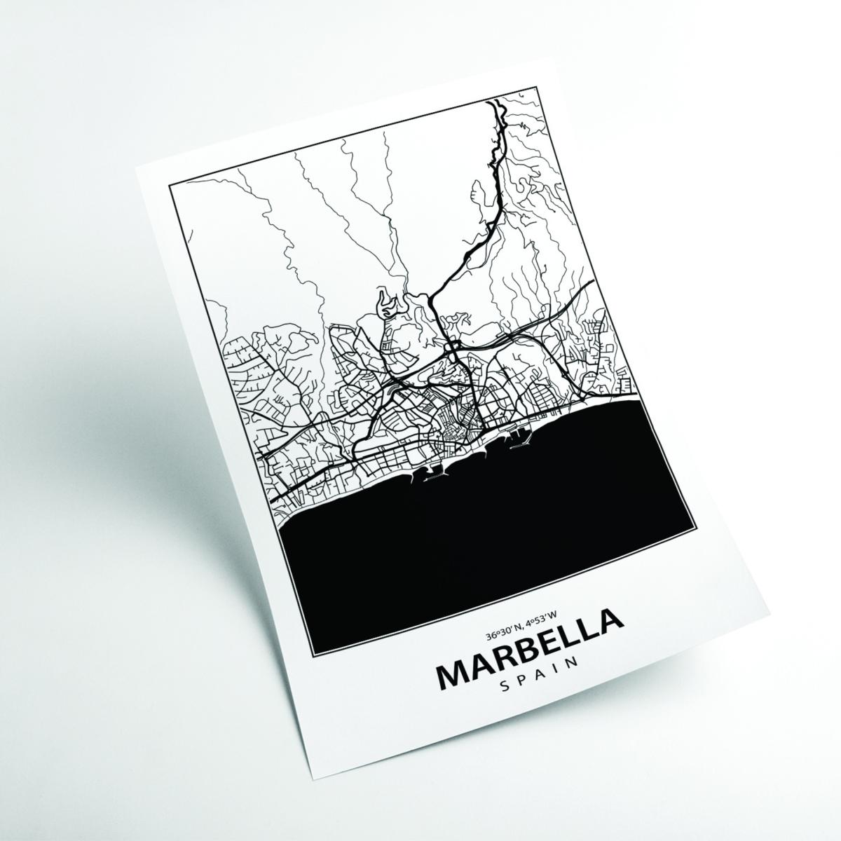 Black Map Of Marbella Spain A2 420 X 594Mm Stanley Print House – image 2