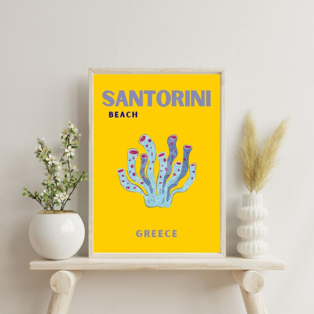 Yellow / Orange Santorini Sea Wonders Poster | Artchi – image 2