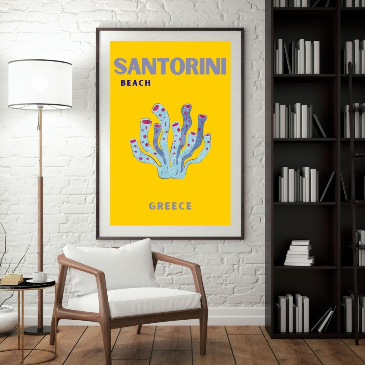 Yellow / Orange Santorini Sea Wonders Poster | Artchi – image 3