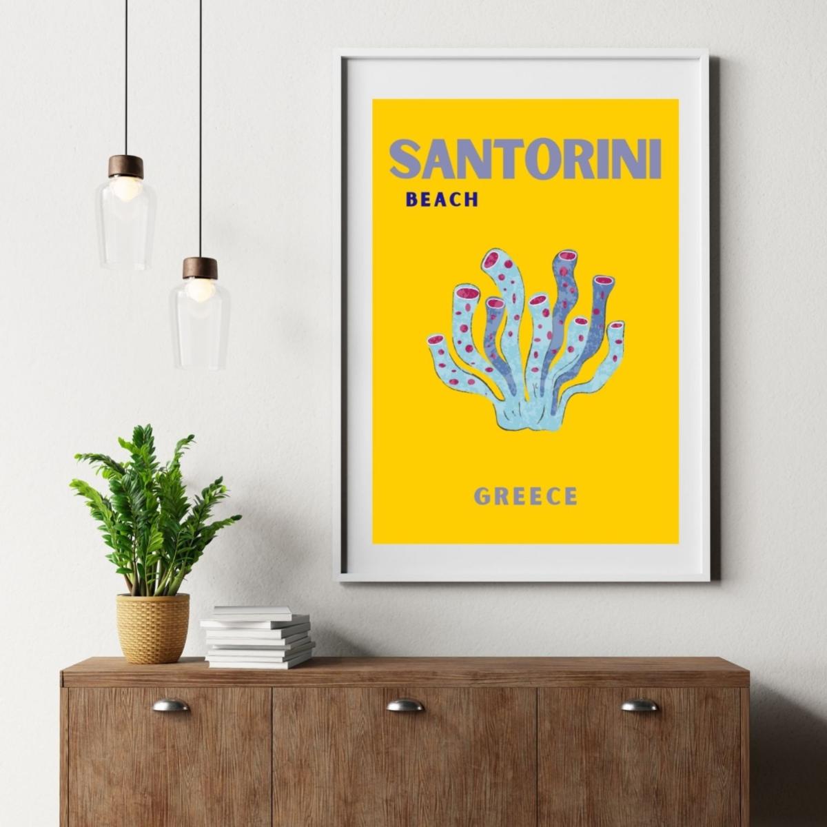 Yellow / Orange Santorini Sea Wonders Poster | Artchi – image 4