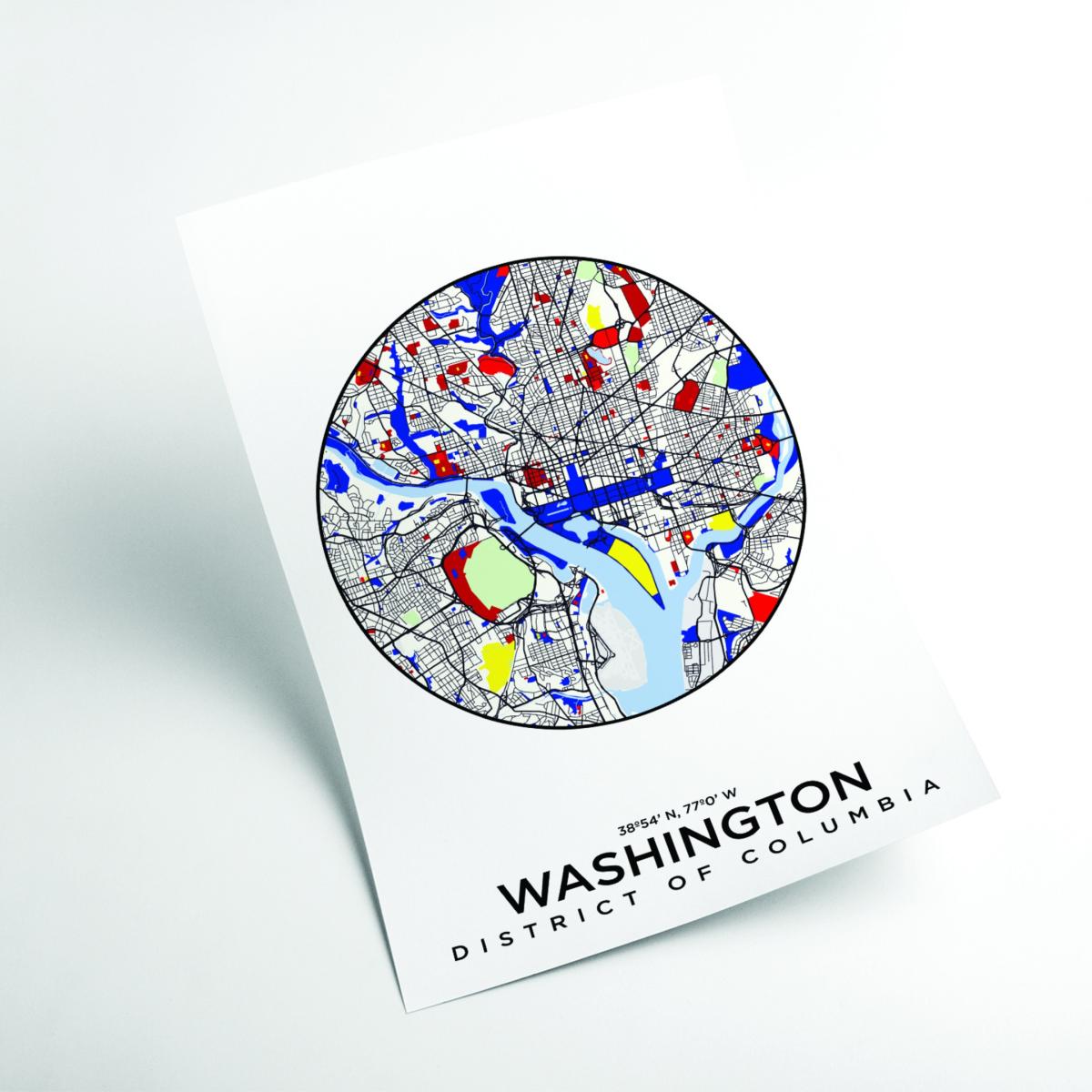 Blue Map Of Washington Columbia A3 297 X 420Mm Stanley Print House – image 2