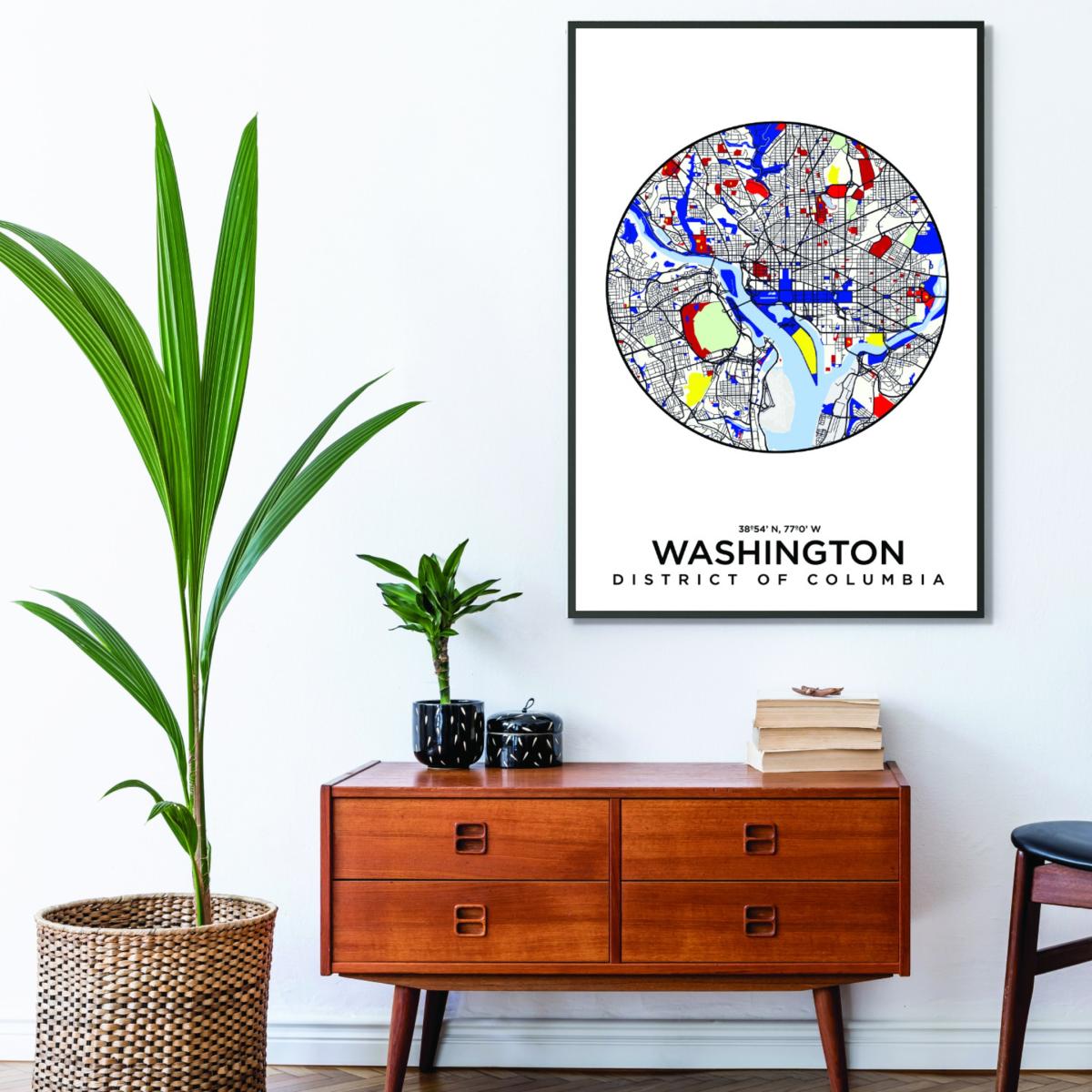 Blue Map Of Washington Columbia A3 297 X 420Mm Stanley Print House – image 3