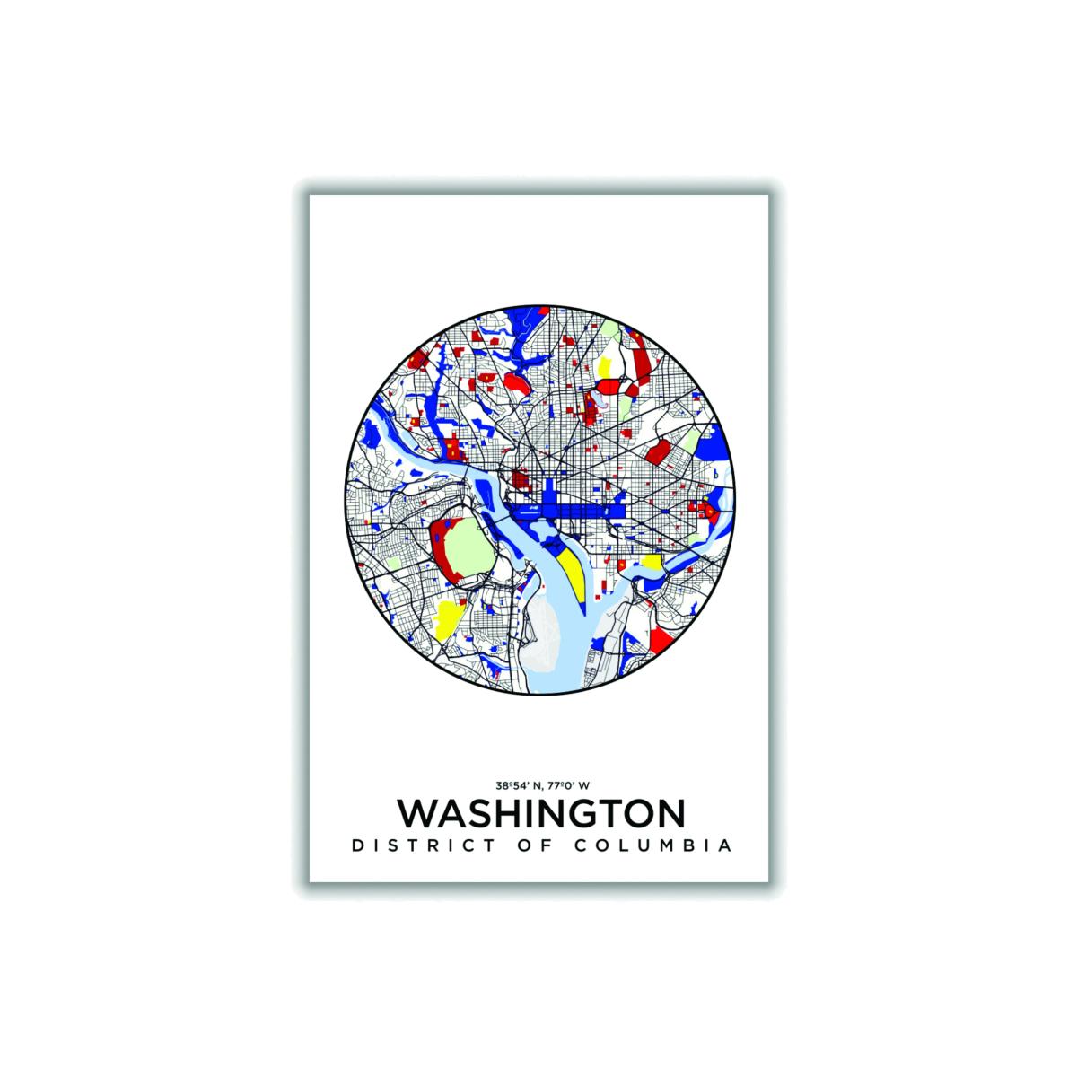 Blue Map Of Washington Columbia A3 297 X 420Mm Stanley Print House – image 1