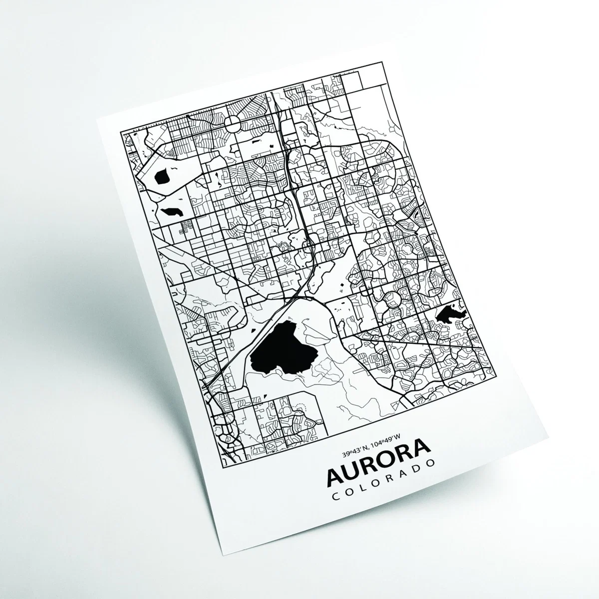 Black Map Of Aurora Colorado Extra Large Stanley Print House – image 2