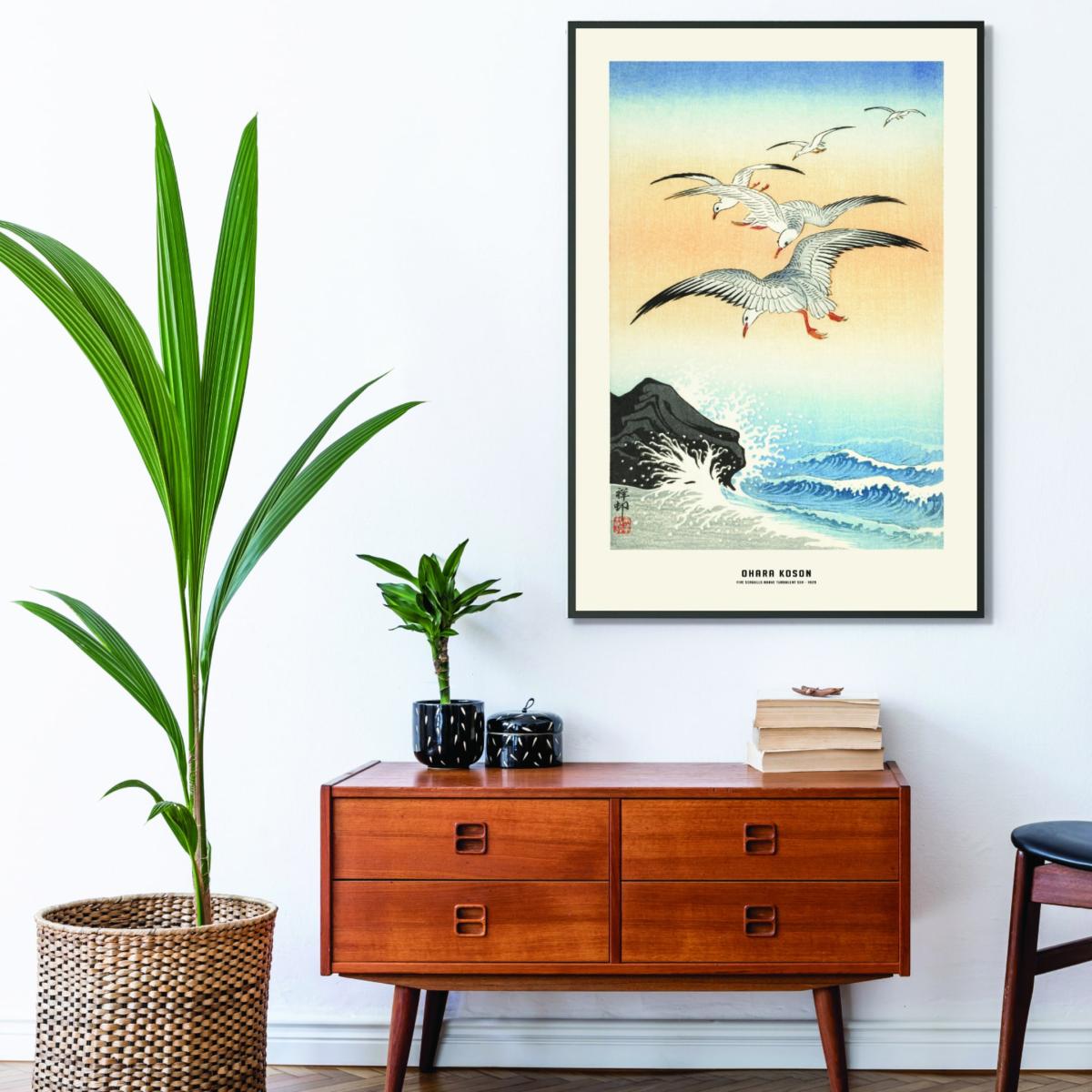 Ohara Koson - Five Seagulls Above Turbulent Sea A3 297 X 420Mm Stanley Print House – image 3