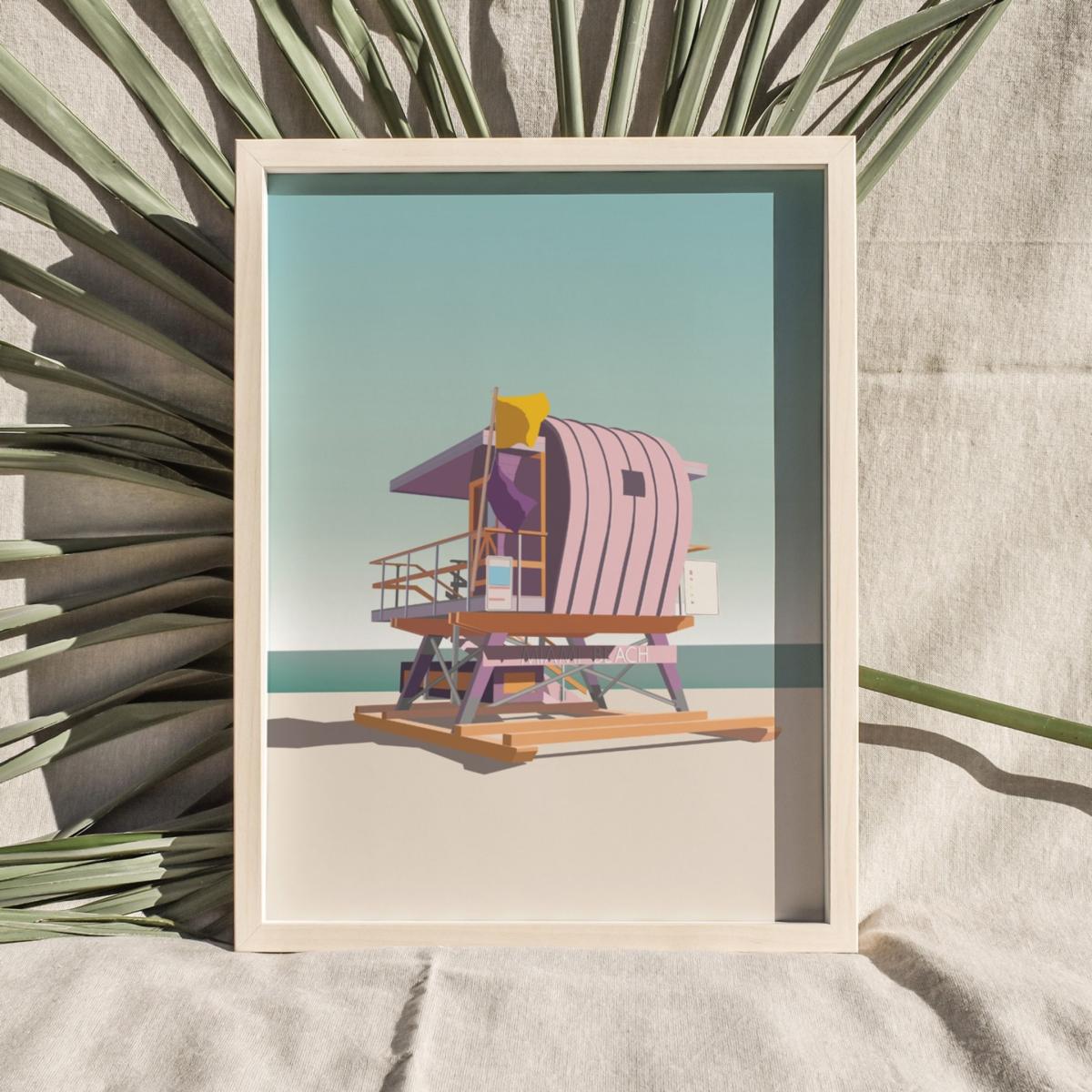 Miami Beach Lifeguard Hut - Pink Places & Spaces Art Co. – image 2