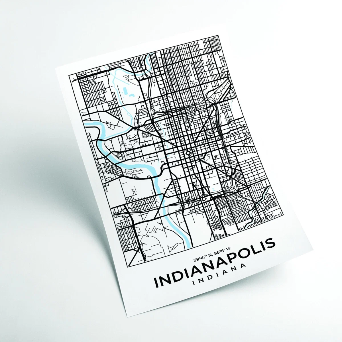 Black Map Of Indianapolis Indiana Xxs Stanley Print House – image 2