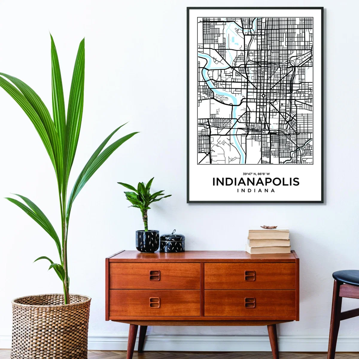 Black Map Of Indianapolis Indiana Xxs Stanley Print House – image 3