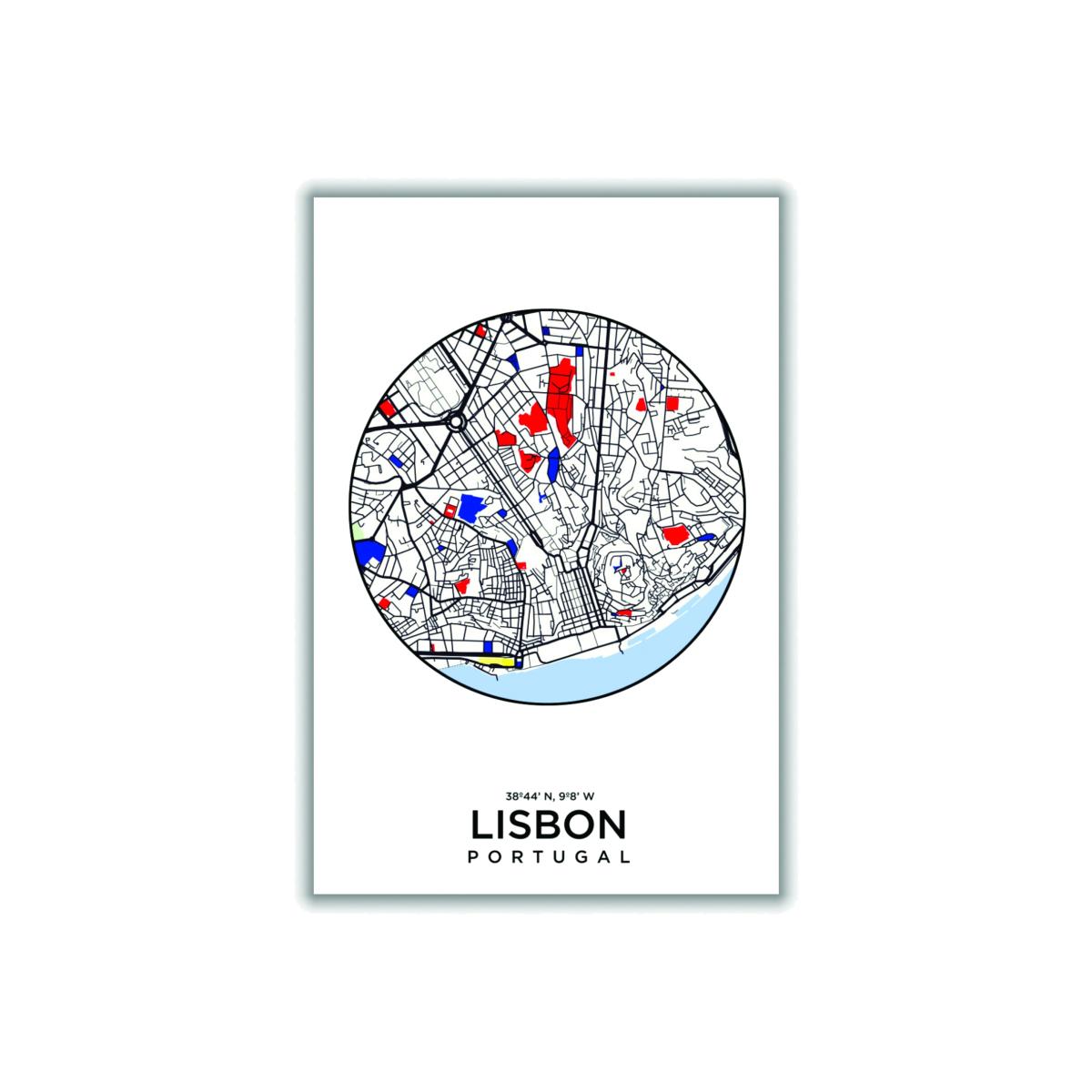 Black Map Of Lisbon Portugal Extra Small Stanley Print House – image 1