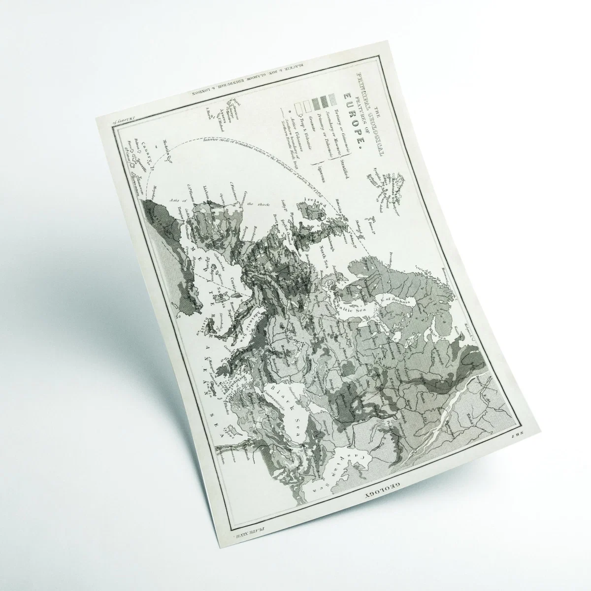 Grey Geological Map Of Europe A4 210 X 297Mm Stanley Print House – image 2