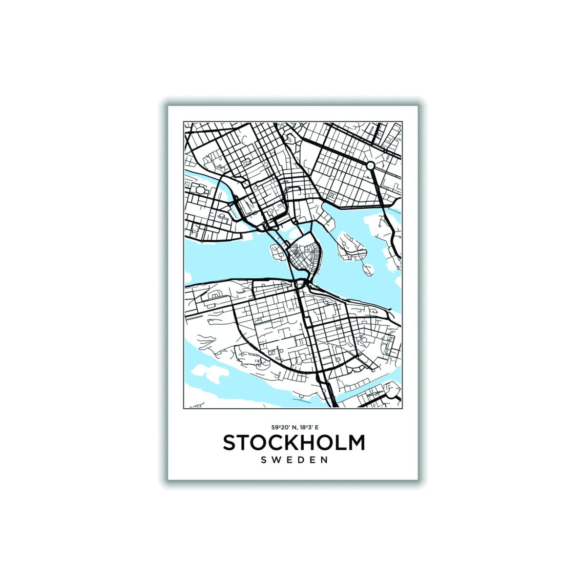Blue Map Of Stockhold Sweden A1 594 X 841Mm Stanley Print House – image 1