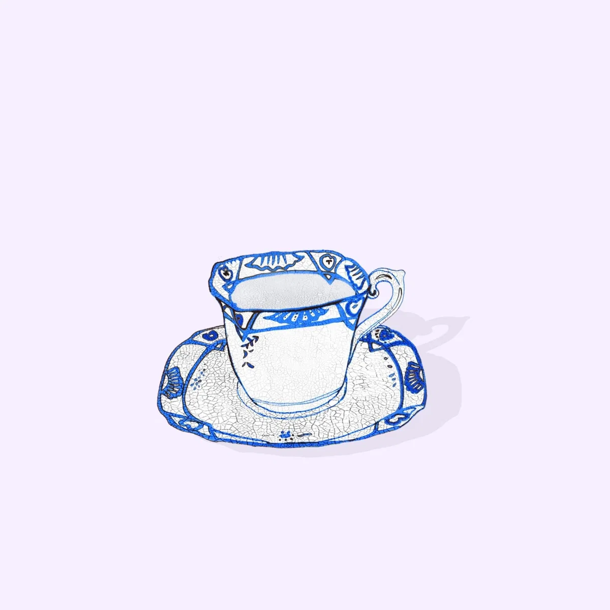 White Signed Print The Teacup Small A4 210 X 297Mm Jessica Russell Flint