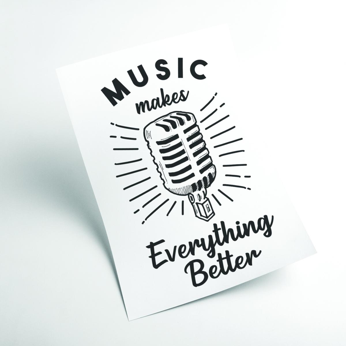 Black Music Makes Everything Better A3 297 X 420Mm Stanley Print House – image 2