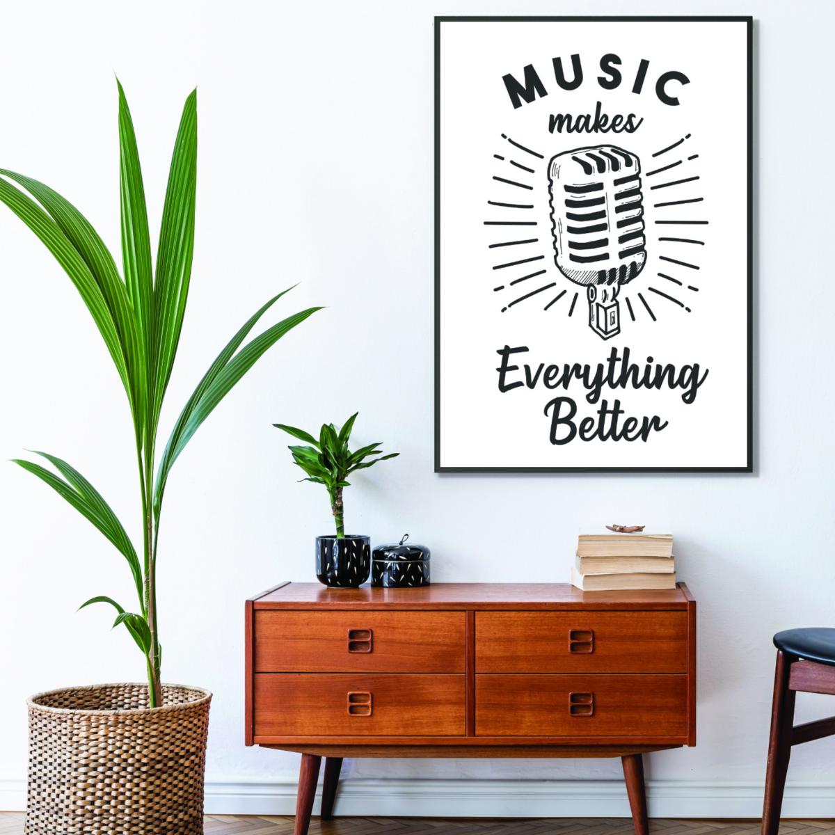 Black Music Makes Everything Better A3 297 X 420Mm Stanley Print House – image 3