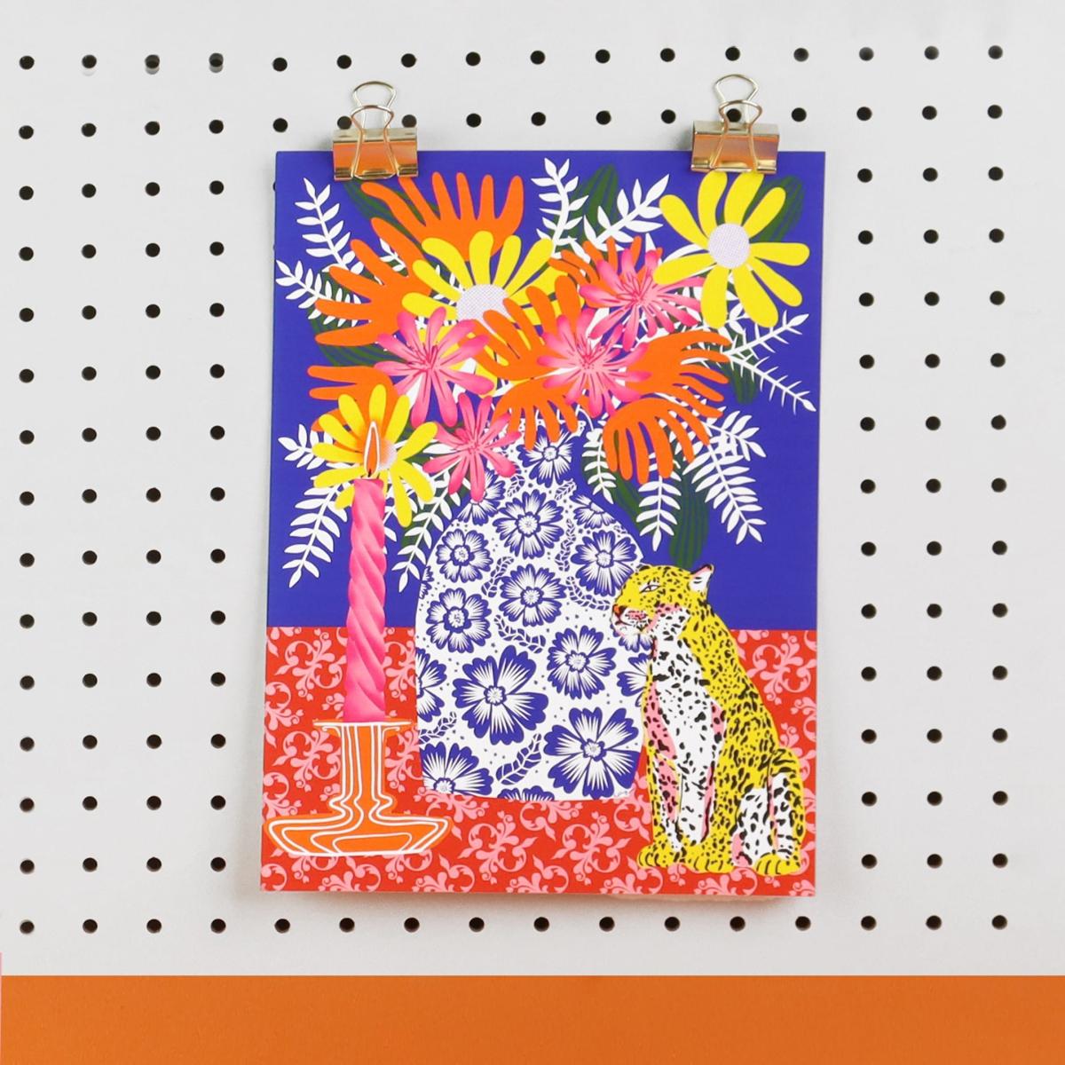 Flowers & Leopard Still Life A3 Art Print The Neighbourhood Threat – image 3