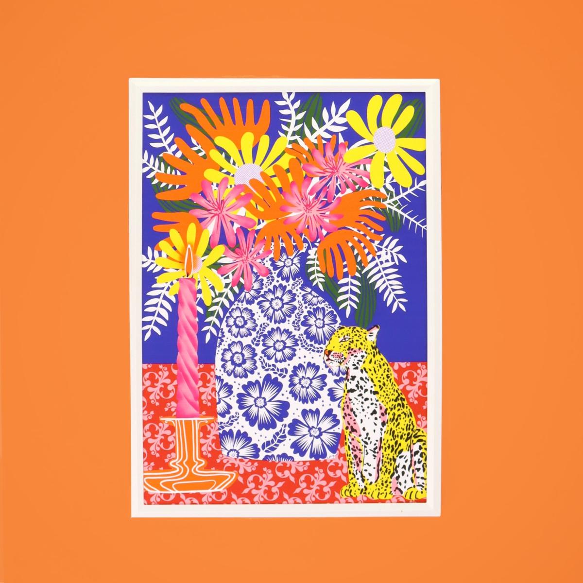 Flowers & Leopard Still Life A3 Art Print The Neighbourhood Threat – image 4