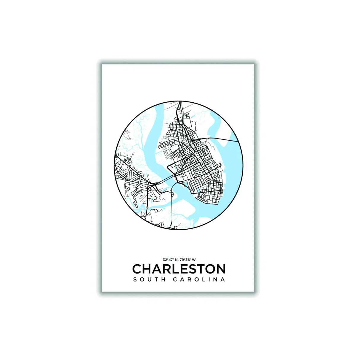 Blue Map Of Charleston A4 210 X 297Mm Stanley Print House – image 1