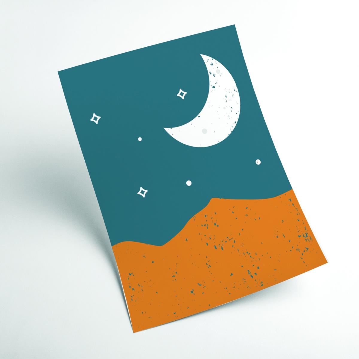 Yellow / Orange Moonrise Over The Mountain A4 210 X 297Mm Stanley Print House – image 2