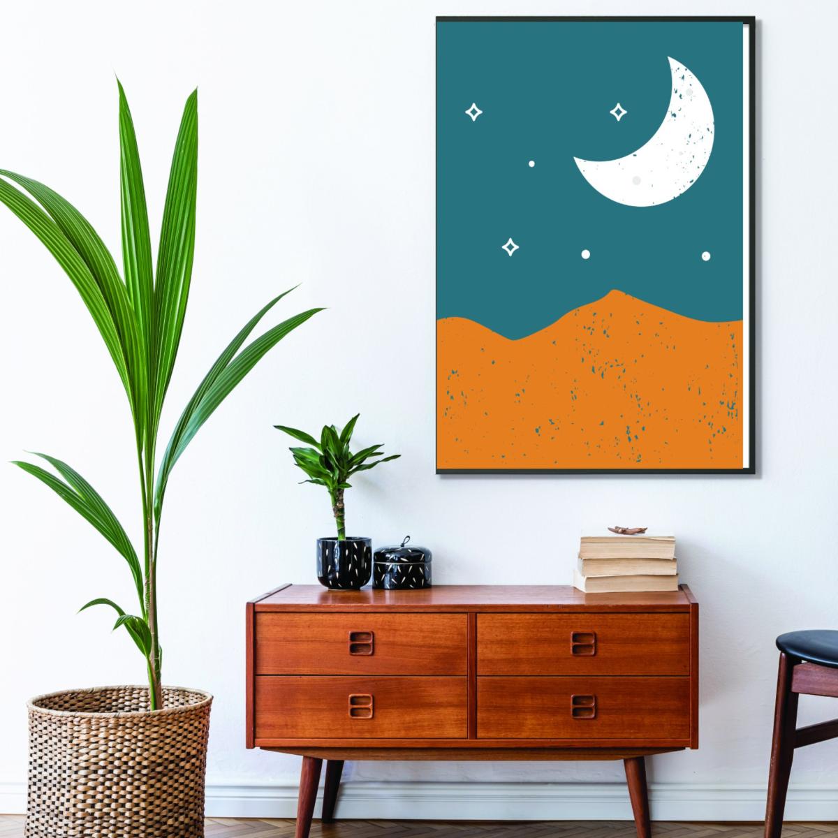 Yellow / Orange Moonrise Over The Mountain A4 210 X 297Mm Stanley Print House – image 3
