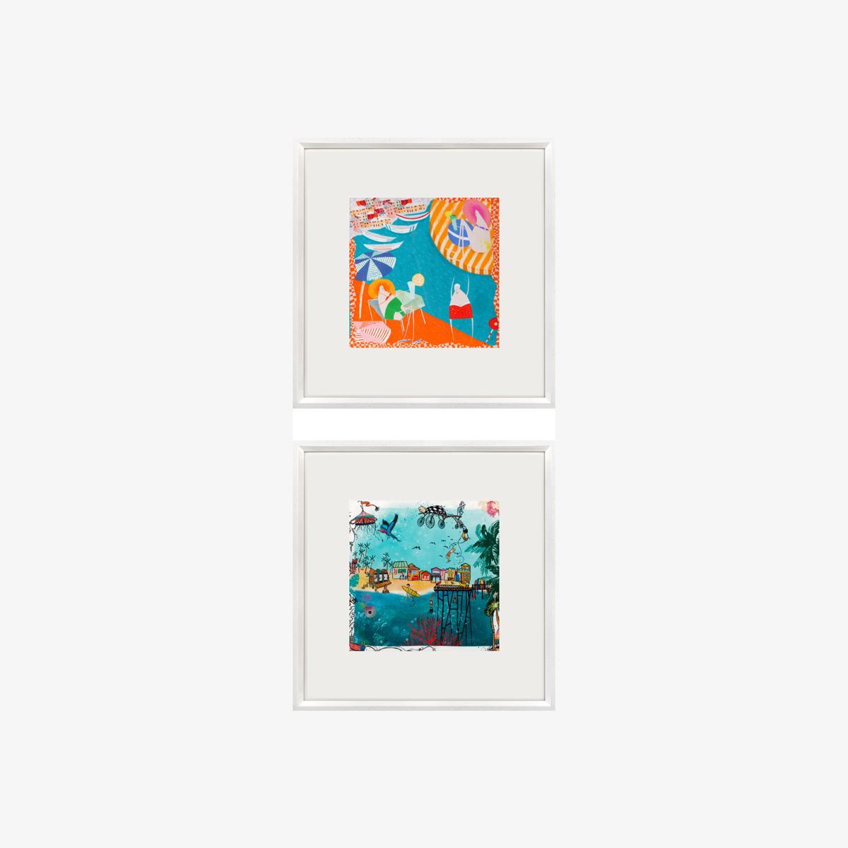 Hawaii And Amalfi Beach Framed Silk | Un Poco