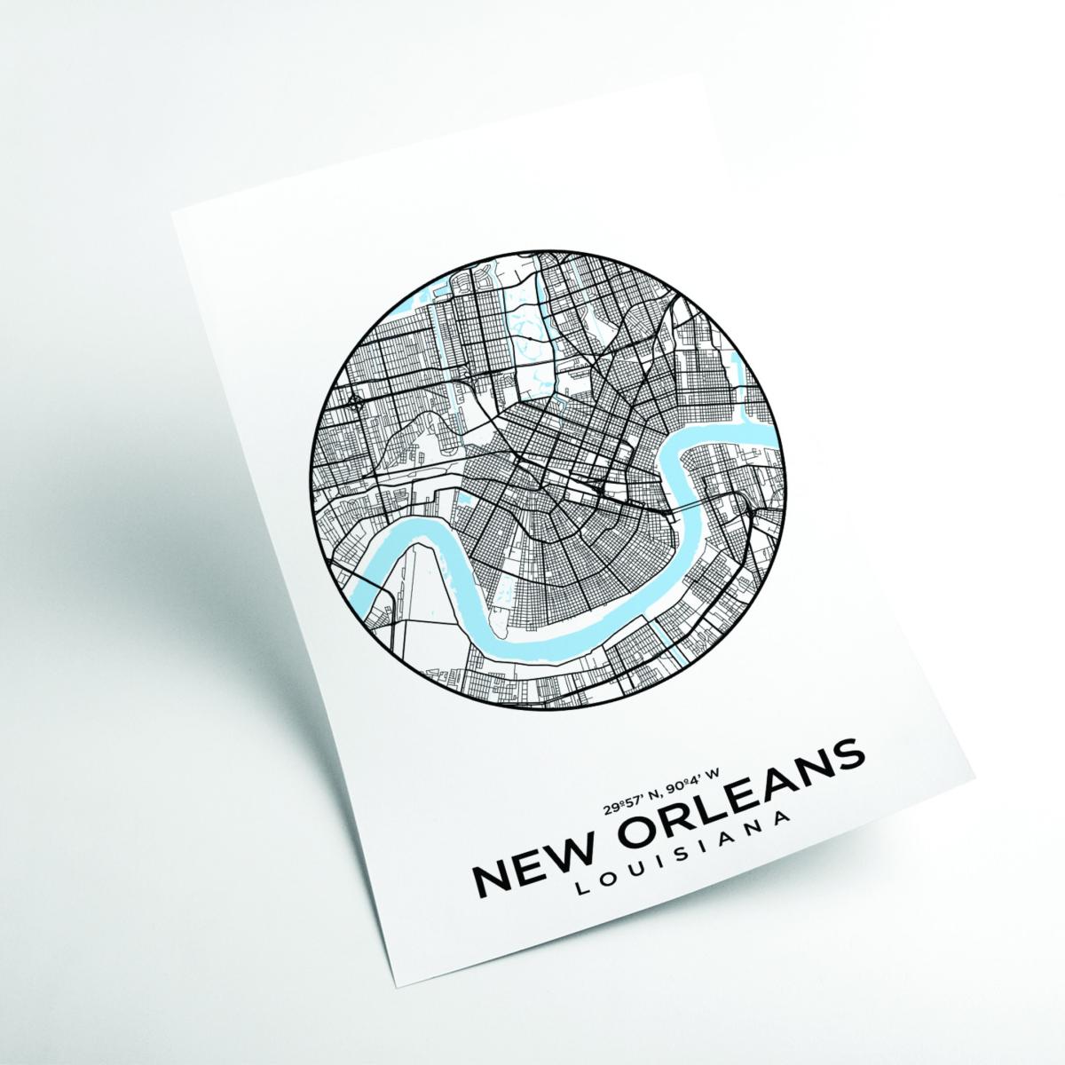 Blue Map Of New Orleans A4 210 X 297Mm Stanley Print House – image 2