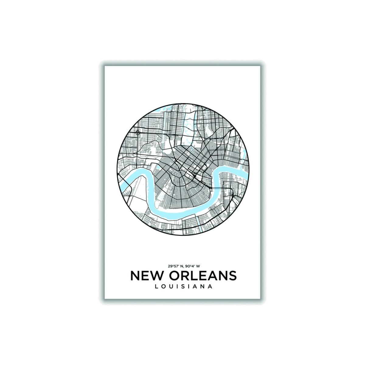 Blue Map Of New Orleans A4 210 X 297Mm Stanley Print House – image 1