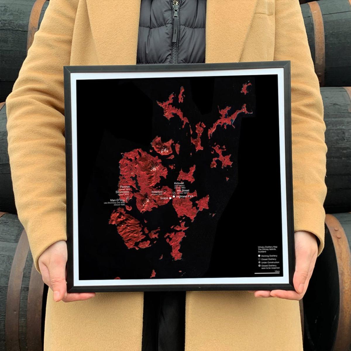 Black / Red Whisky Distillery Map Of The Orkney Islands, Scotland Studio Story – image 2