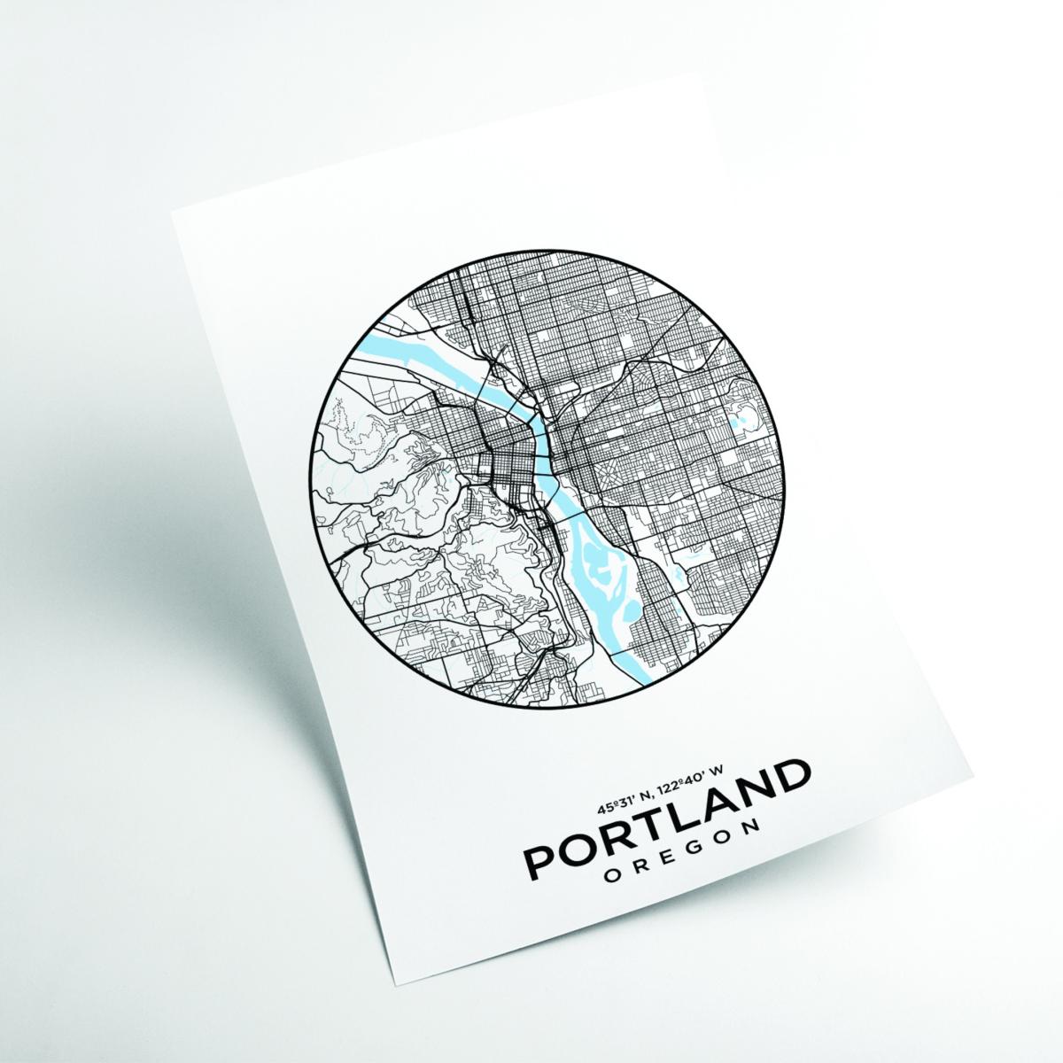 Blue Map Of Portland A4 210 X 297Mm Stanley Print House – image 2