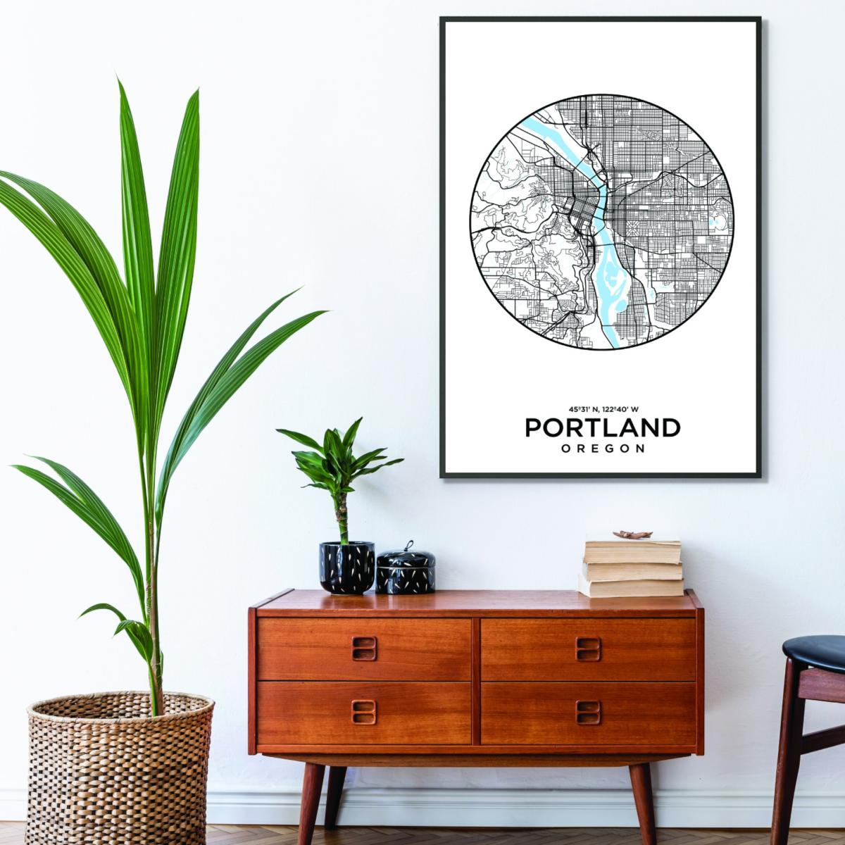Blue Map Of Portland A4 210 X 297Mm Stanley Print House – image 3