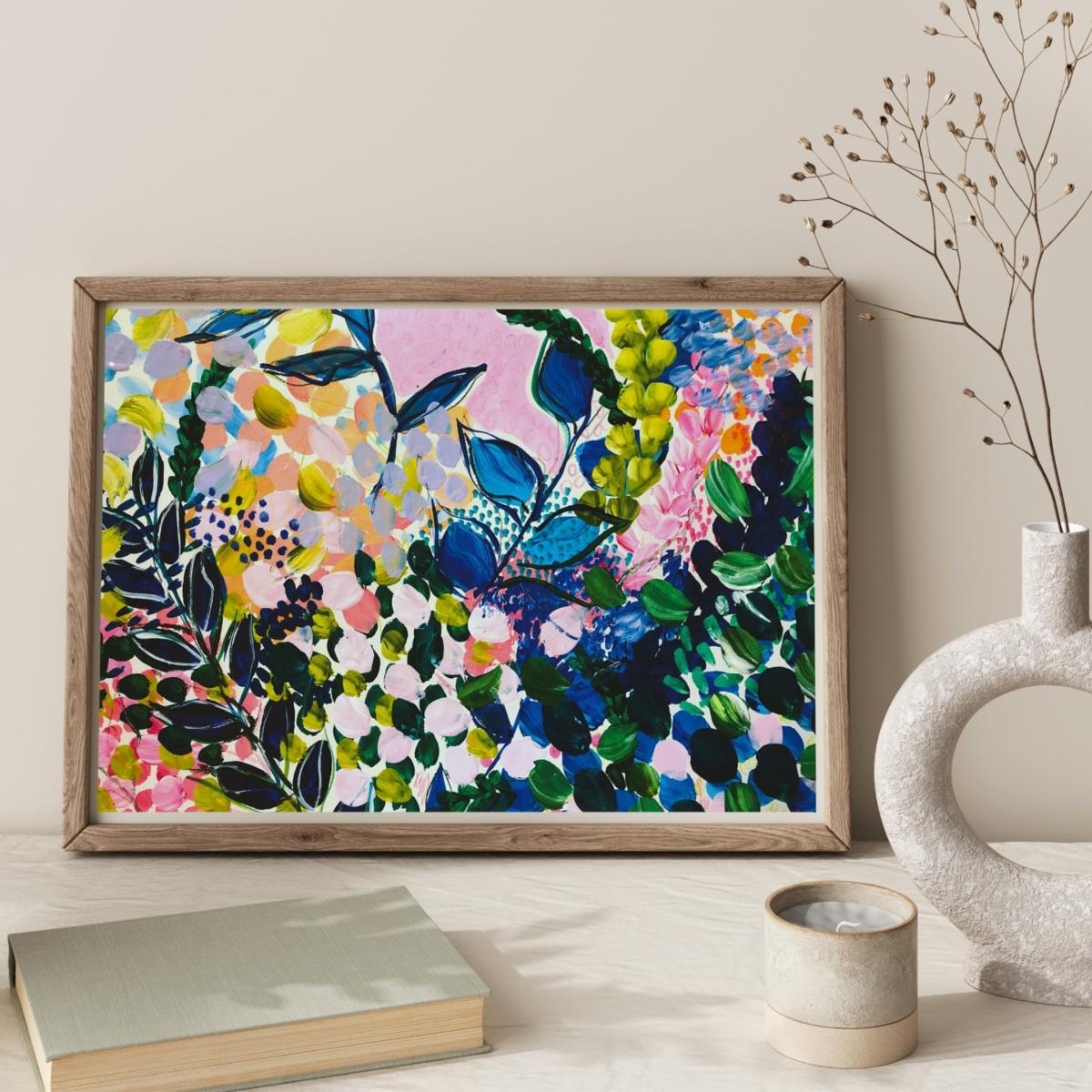 Pink / Purple Gorgeous Greens Abstract Floral Print Jessica Slack Studio – image 2