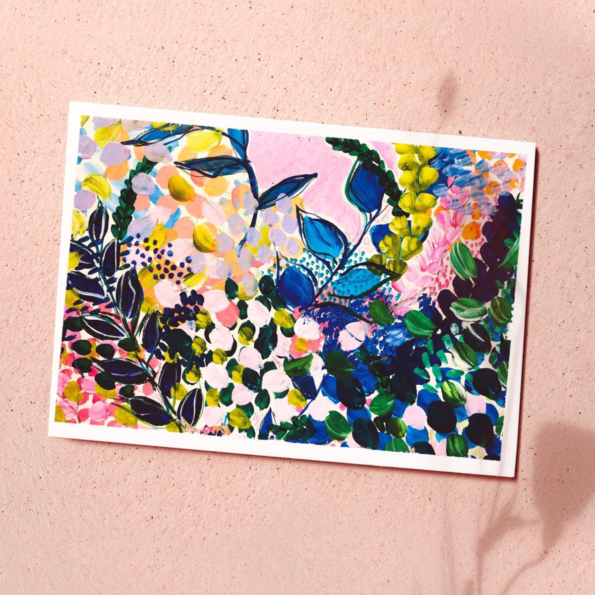 Pink / Purple Gorgeous Greens Abstract Floral Print Jessica Slack Studio – image 3