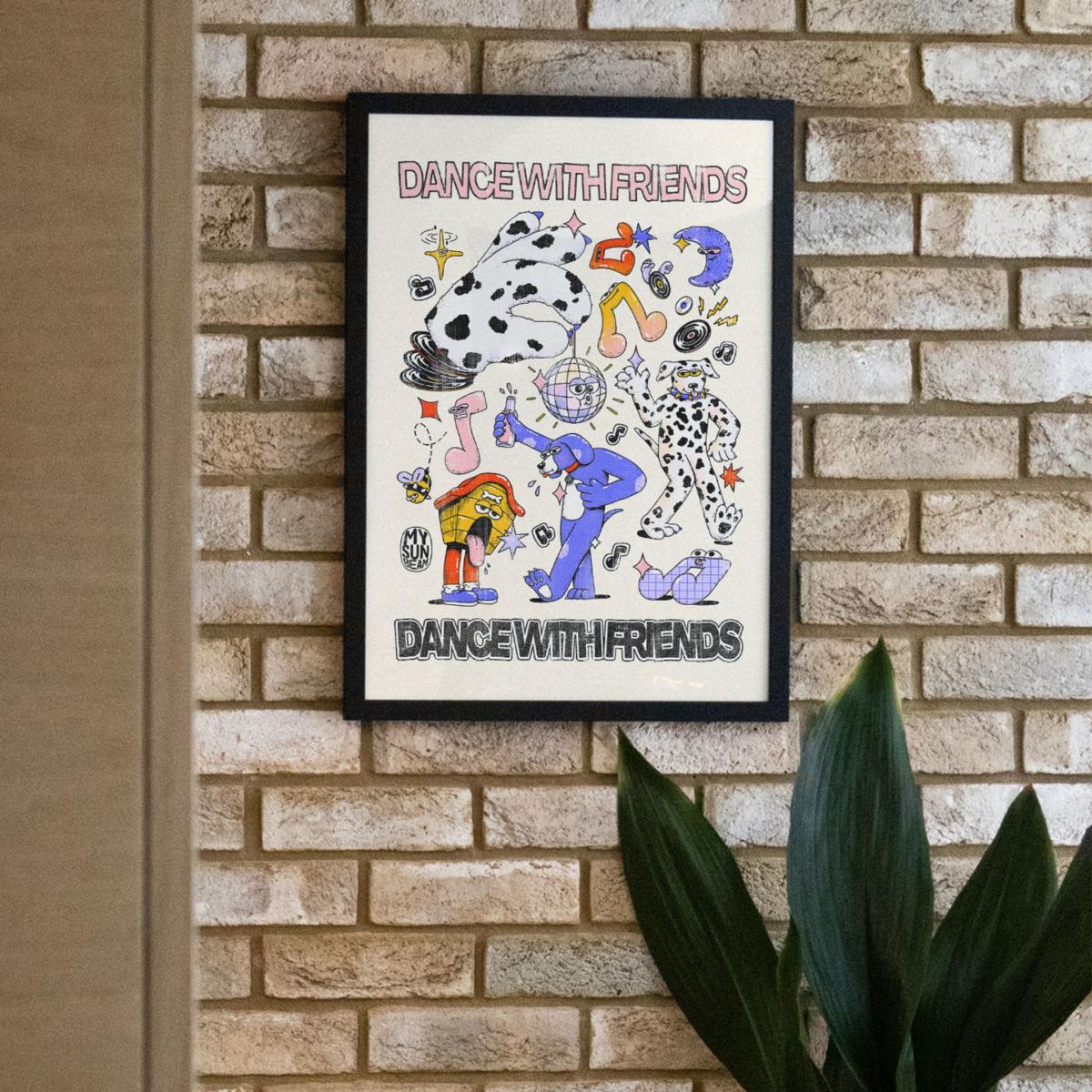 Neutrals Dance With Friends - Giclee Fine Art Print - Small | A3 | 297 X 420Mm | East Side Studio London – image 4
