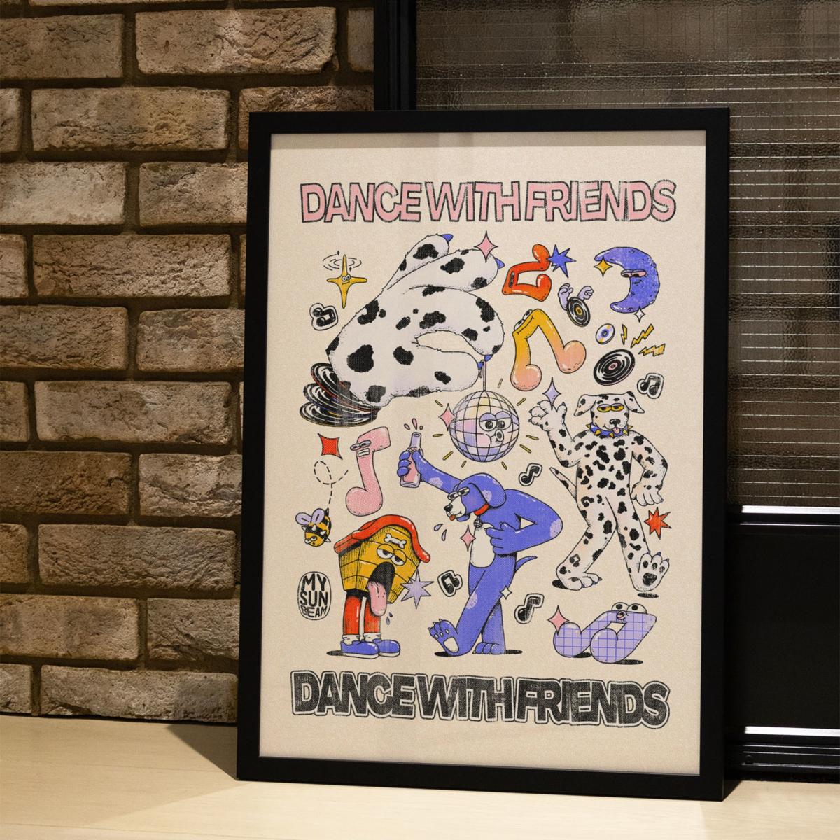 Neutrals Dance With Friends - Giclee Fine Art Print - Small | A3 | 297 X 420Mm | East Side Studio London – image 5