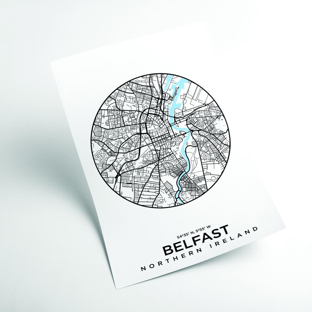 Blue Map Of Belfast A4 210 X 297Mm Stanley Print House – image 2
