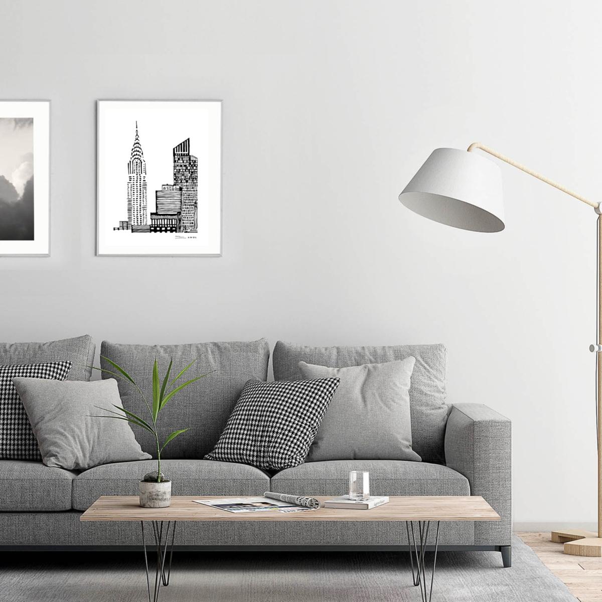 Black / White New York Cityscape Art Print: Manhattan Skyline Illustration A3 297 X 420Mm Awol – image 6