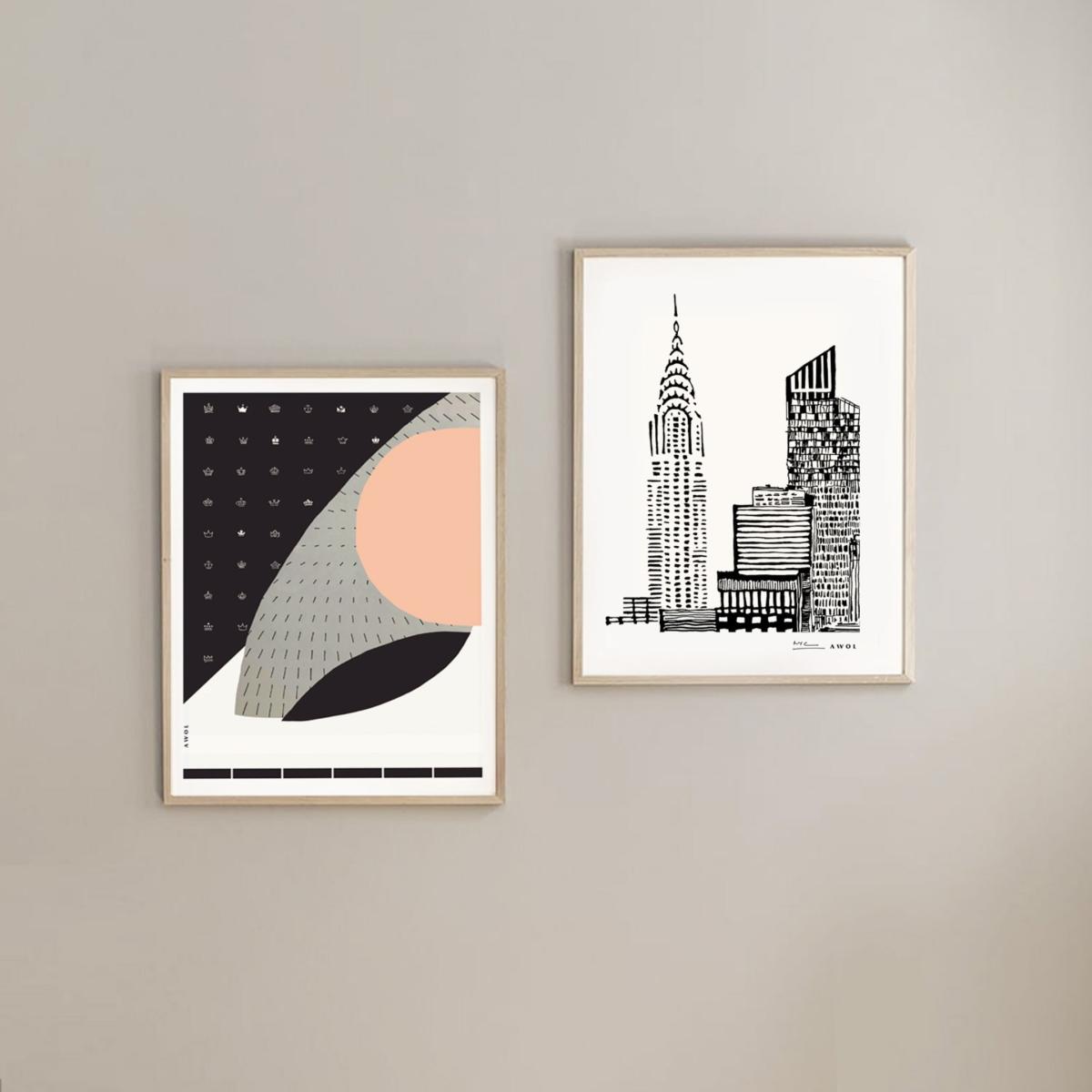 Black / White New York Cityscape Art Print: Manhattan Skyline Illustration A3 297 X 420Mm Awol – image 7