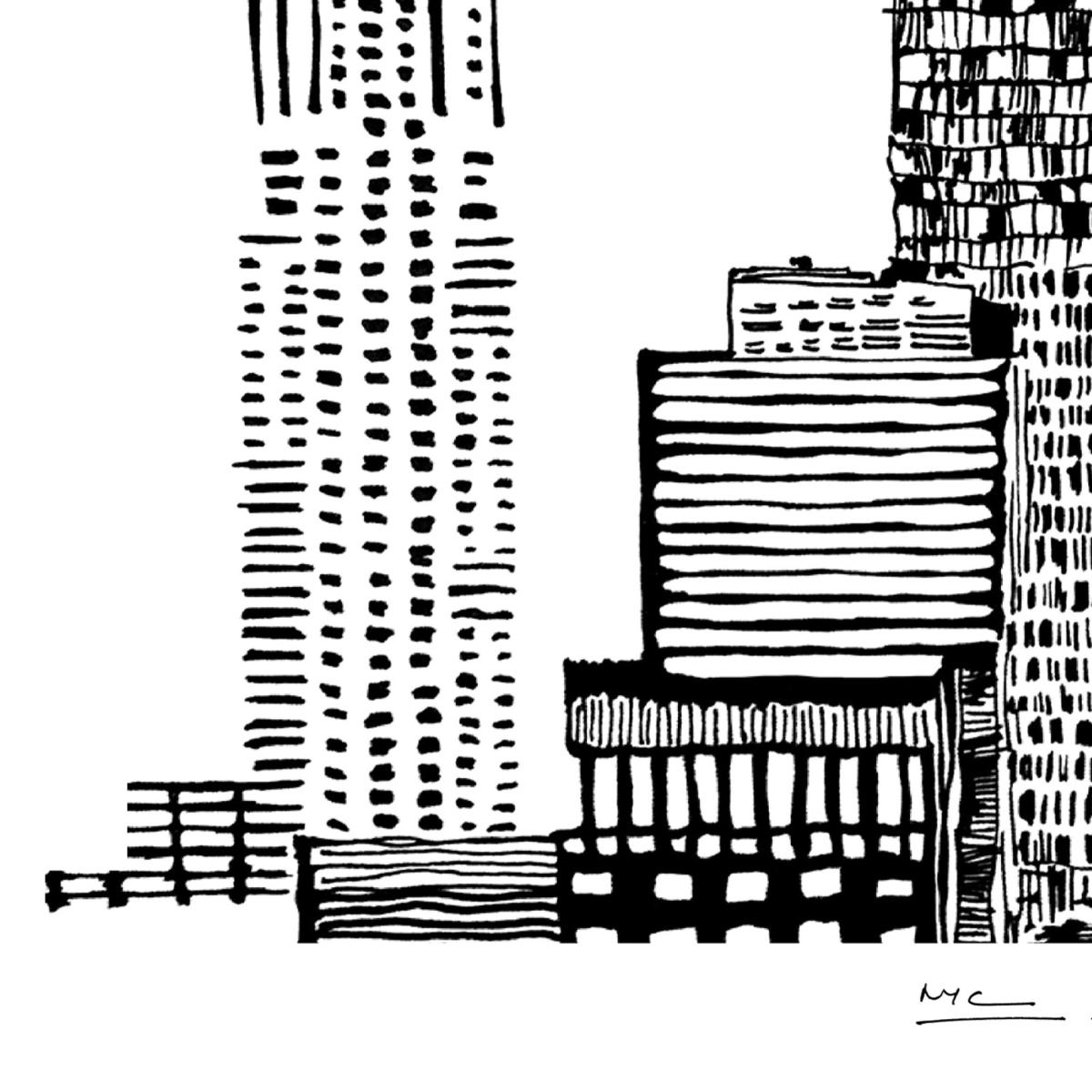 Black / White New York Cityscape Art Print: Manhattan Skyline Illustration A3 297 X 420Mm Awol – image 8