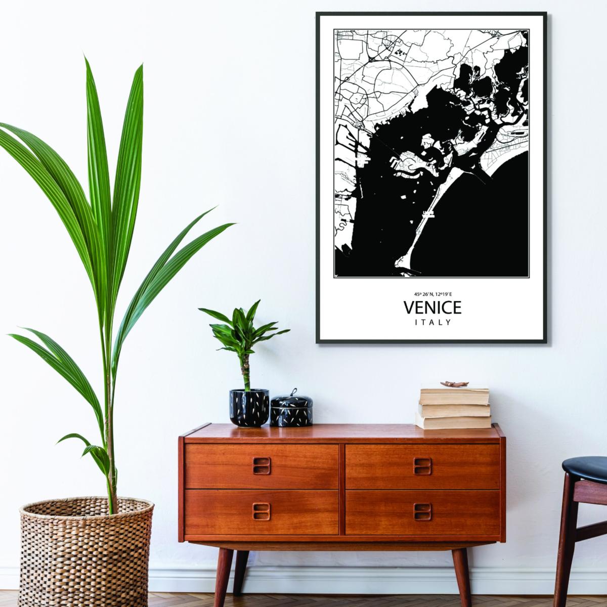 Black Map Of Venice Italy Medium Stanley Print House – image 3
