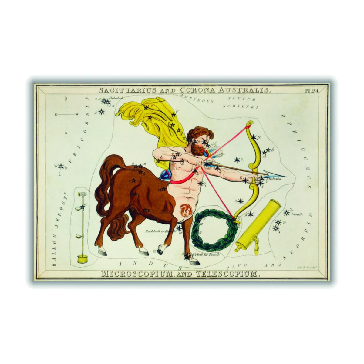 Astronomical Chart Illustration Of Sagittarius And Corona Australis A4 210 X 297Mm Stanley Print House – image 1